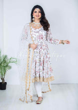 Sarika White Luxury Long Sleeved Anarkali Suit with Pajami (sizes 4-14)