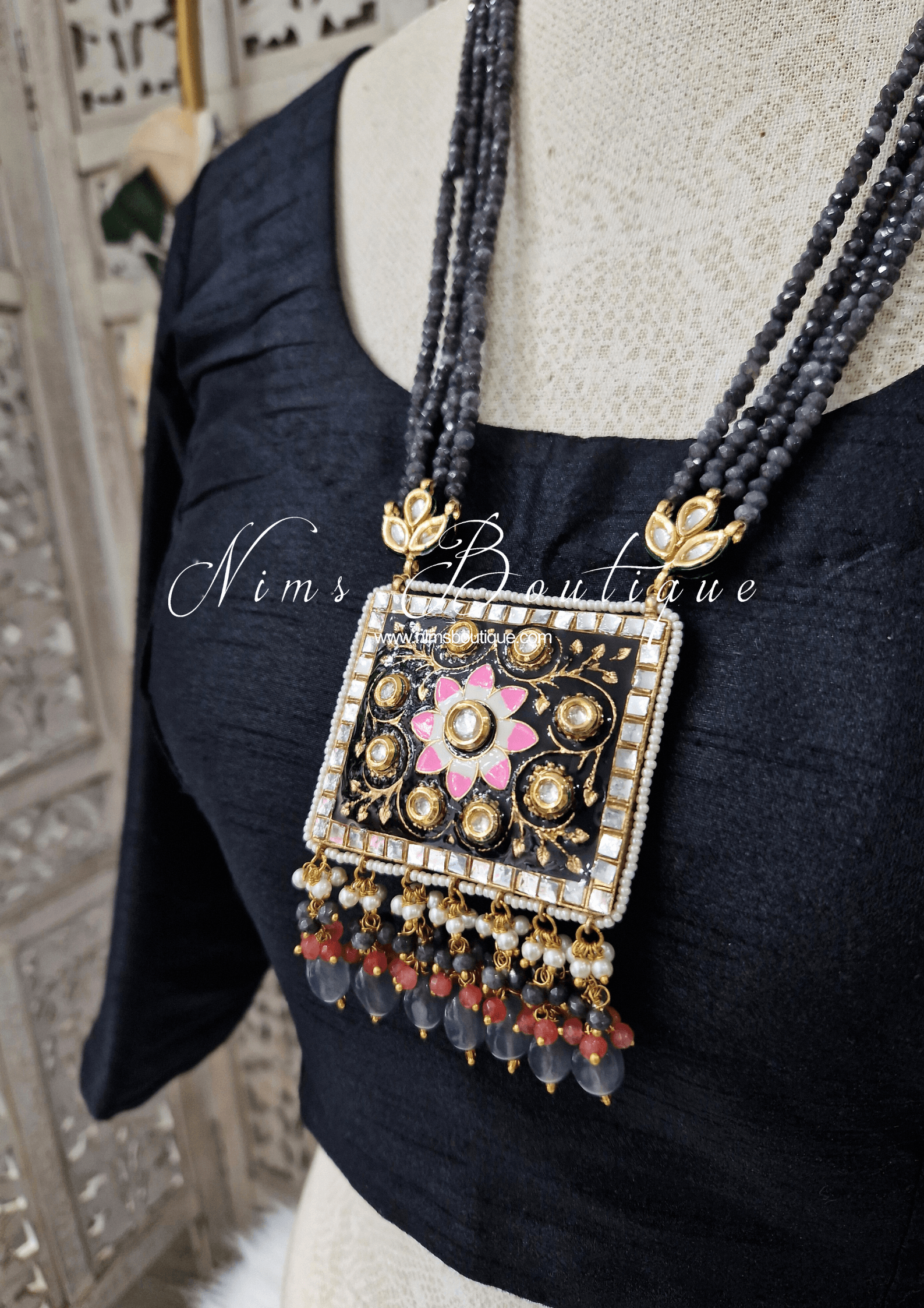 Nims Boutique Nishita Black Meenakari Haar Set