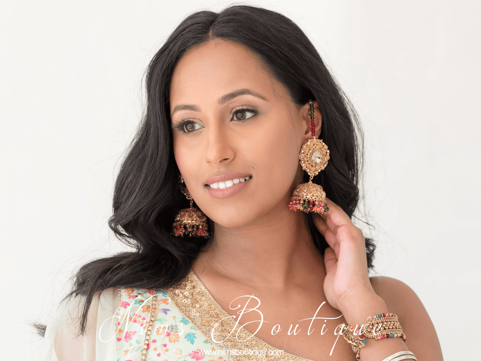 Nims Boutique Anjali Multicolour Chumke with earring chains