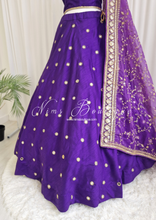 Nims Boutique Rani Luxury Cadbury Purple Mirror readymade skirt/lehnga size 4-26