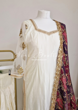 The NB Classic Long Sleeved Ivory Silk & Multicolour Salwar Suit (8-20)