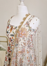 Sarika Luxury White & Multicolour Anarkali Suit with Pajami (sizes 14-24)