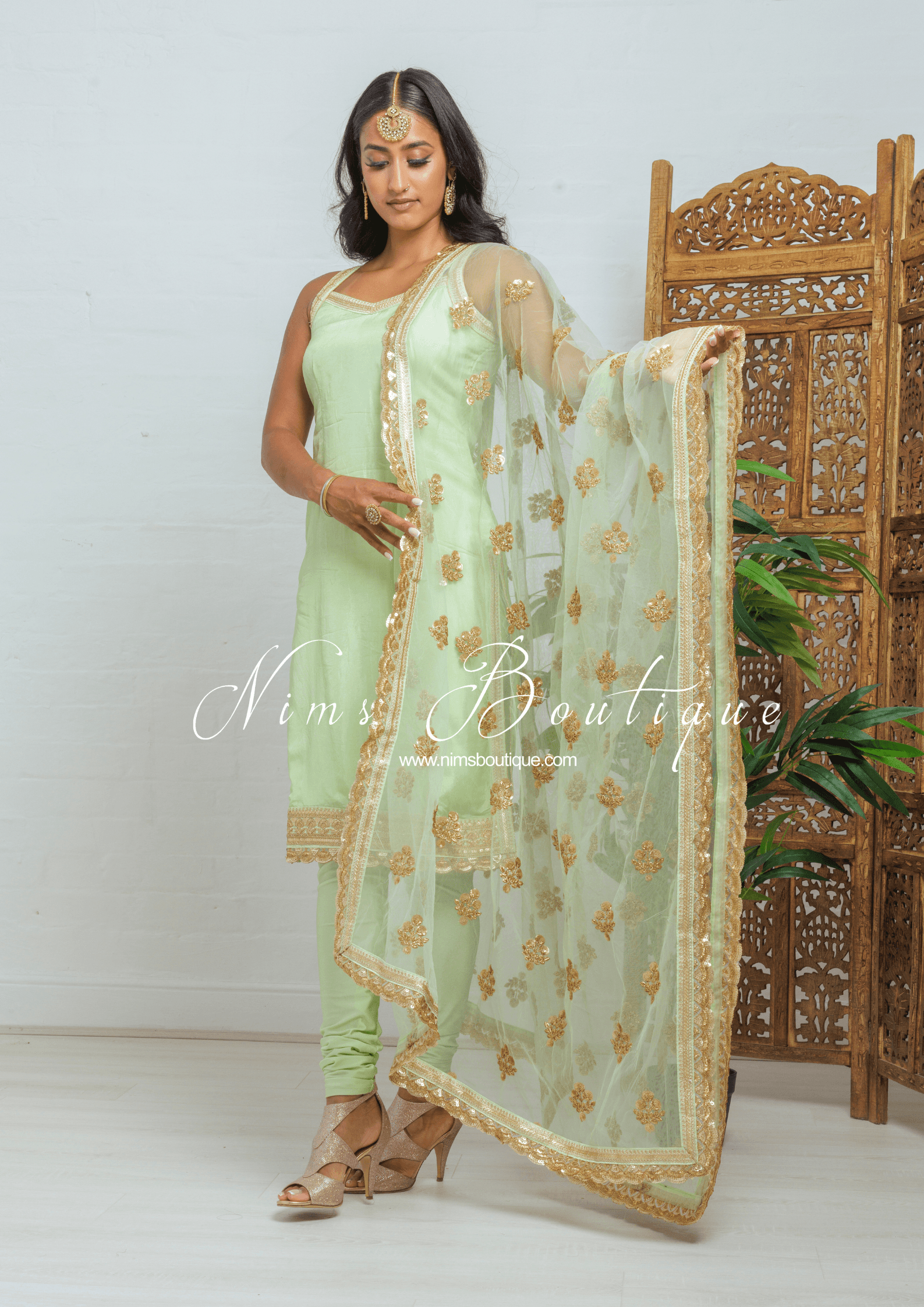 Nims Boutique The NB Classic Sleeveless Mint Silk Pajami Suit sizes 4 to 24