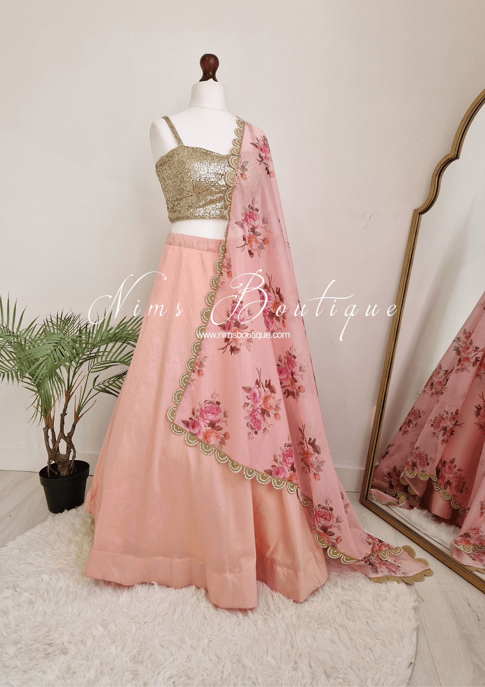 Nims Boutique Readymade Peach Silk skirt/lehnga sizes 4-20