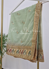 Nims Boutique Sunidhi Mint Multicolour Organza Dupatta/Chunni