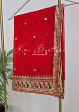 Sunidhi Red Multicolour Organza Dupatta/Chunni