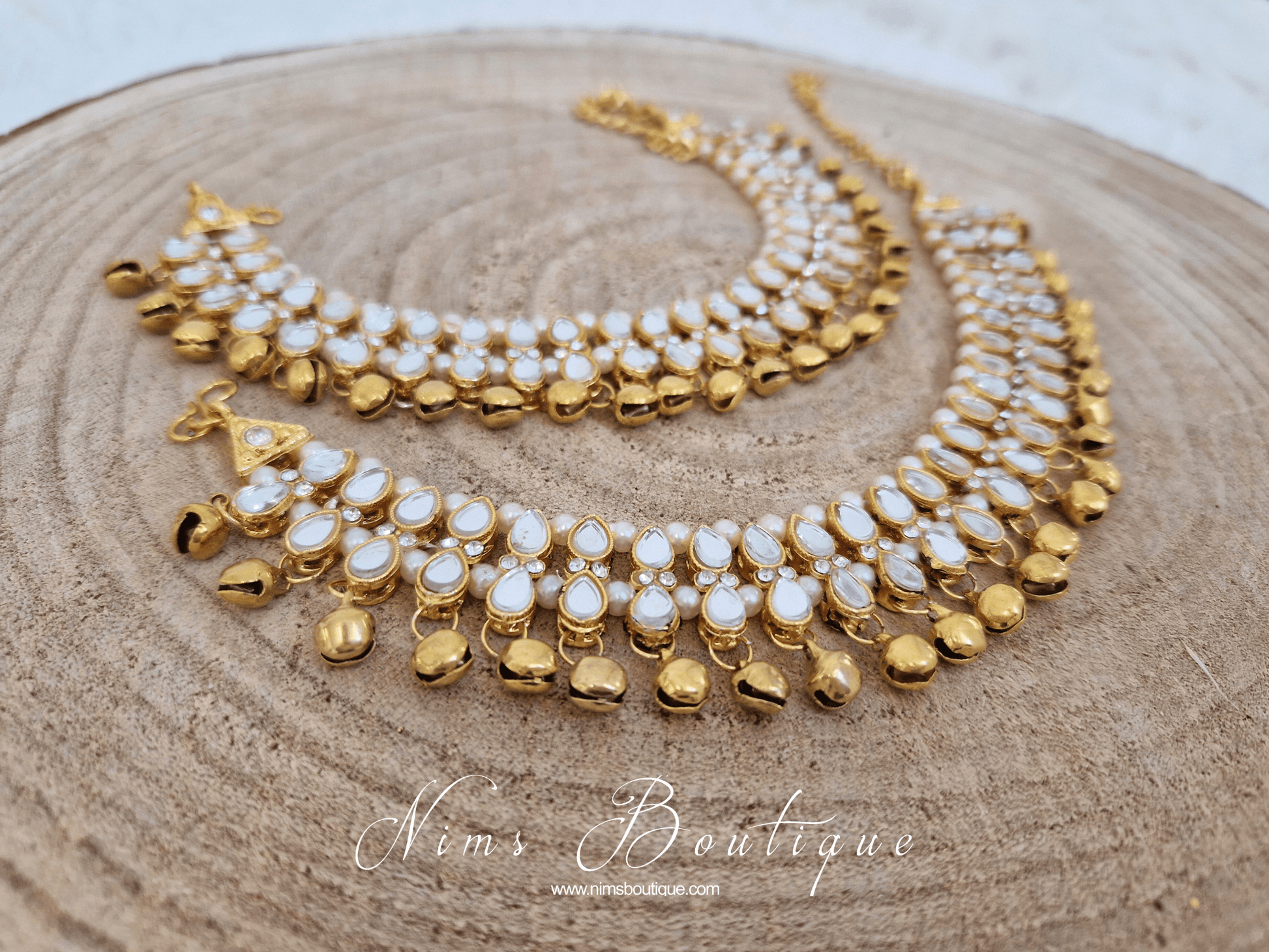 Nims Boutique Gold Ghungroo Anklets with Bells