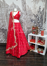 Rani Luxury Red Silk Mirror readymade skirt/lehnga (size 4-20)