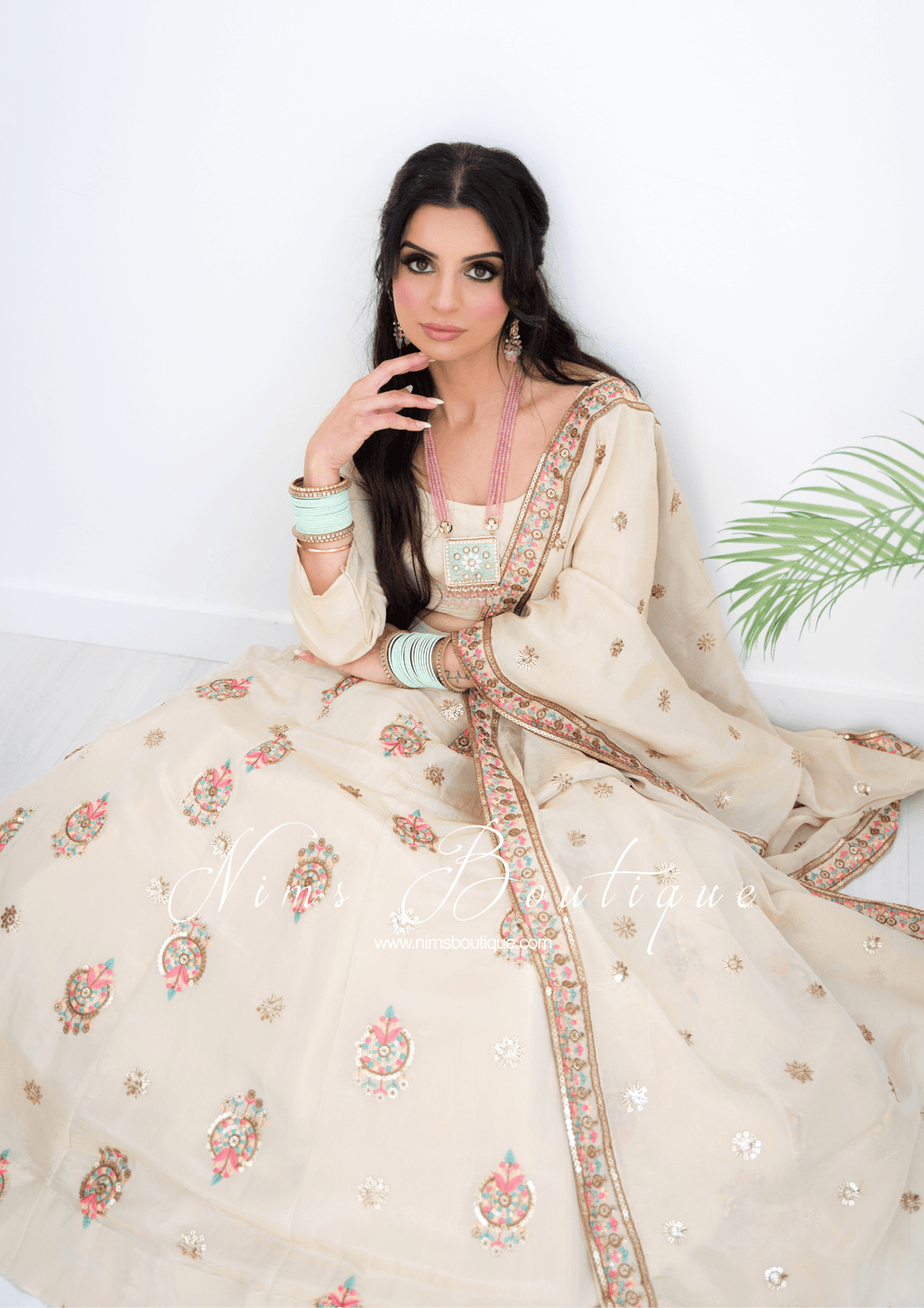 Nims Boutique Alia Gold Pastel Multicolour Dupatta/Chunni