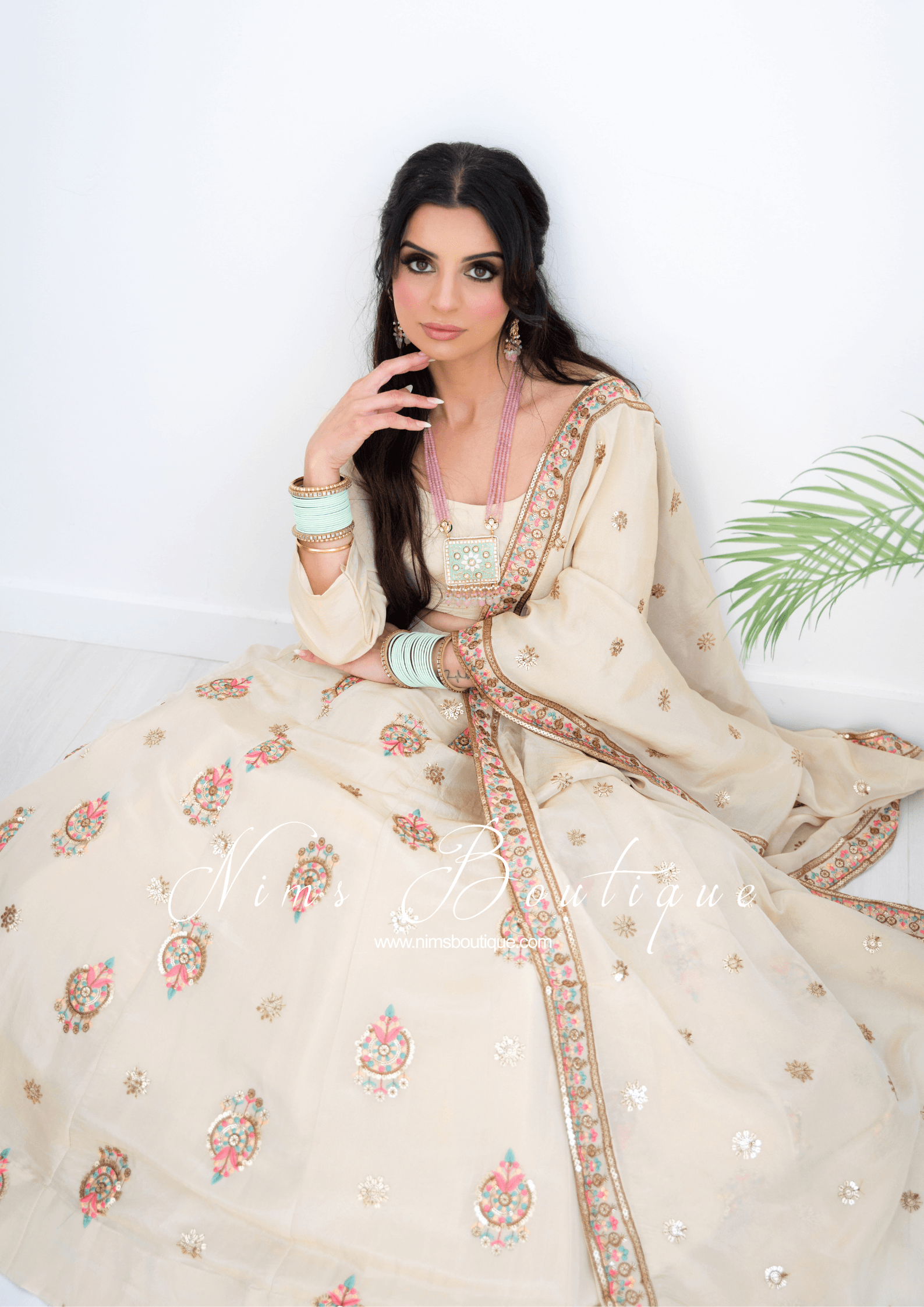 Nims Boutique Alia Gold Pastel Multicolour Dupatta/Chunni