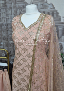 Peach Pattern Gharara Suit (Size 12-14)