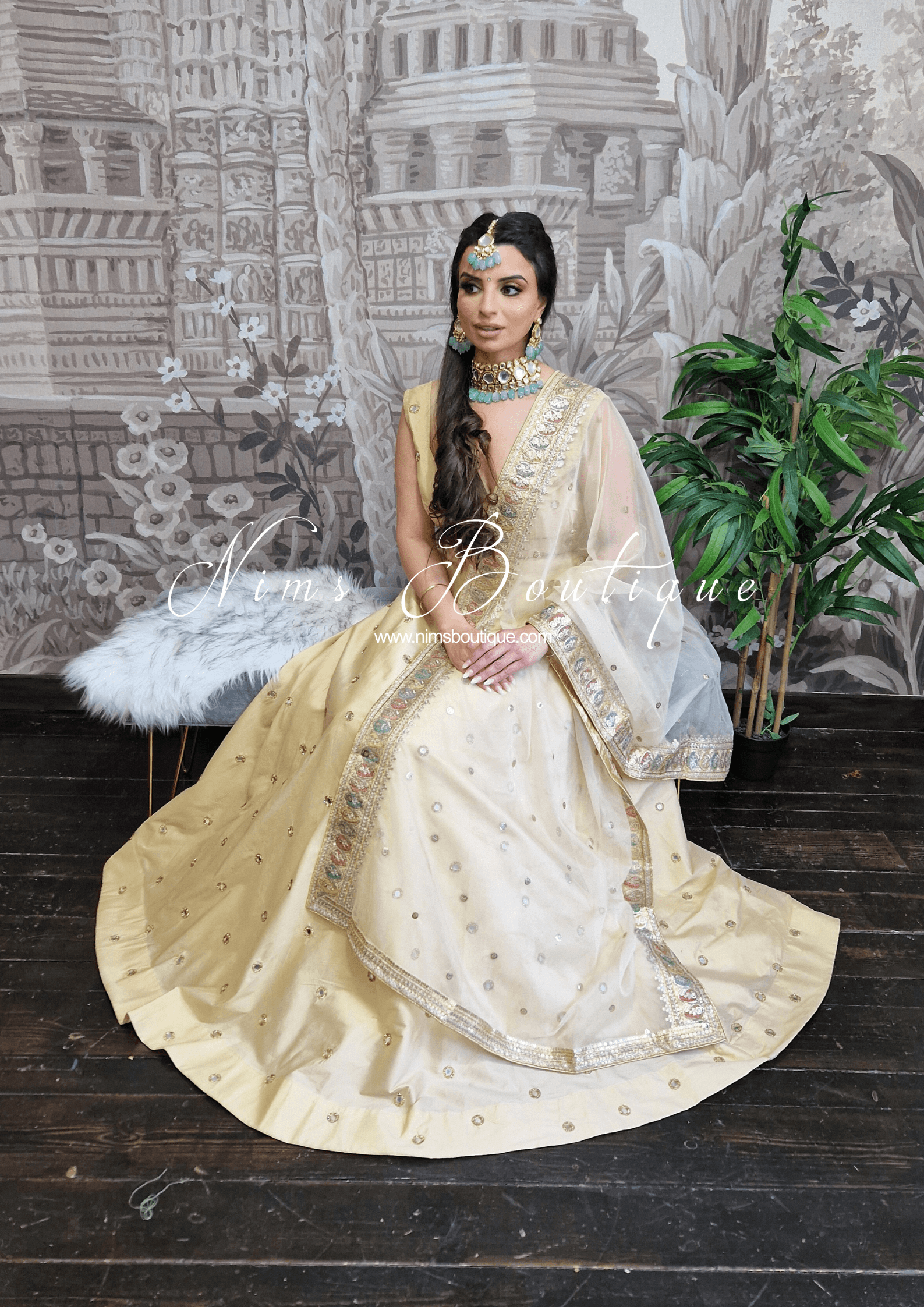 Nims Boutique Rani Luxury Gold Mirror readymade skirt/lehnga sizes 4-24