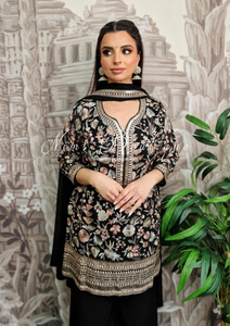 Luxury Black Embroidered Sharara Suit (10-12)