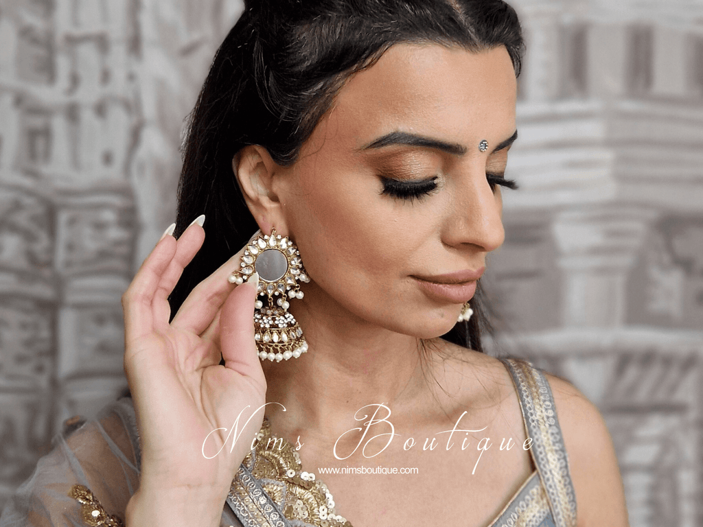 Nims Boutique Shruti Maharani Antique Gold Mirror Chumke medium