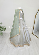 Ria Luxury Sage Green Georgette Dupatta/Chunni