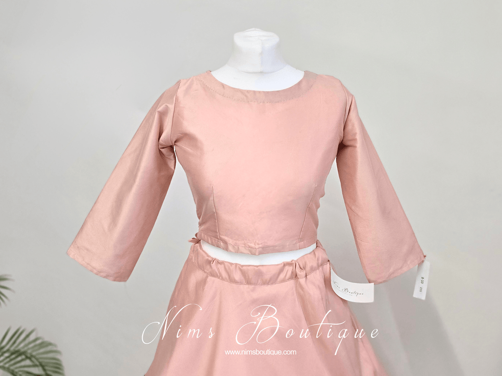 Nims Boutique Peach Pure Silk High Neck Blouse with sleeves size 4-20