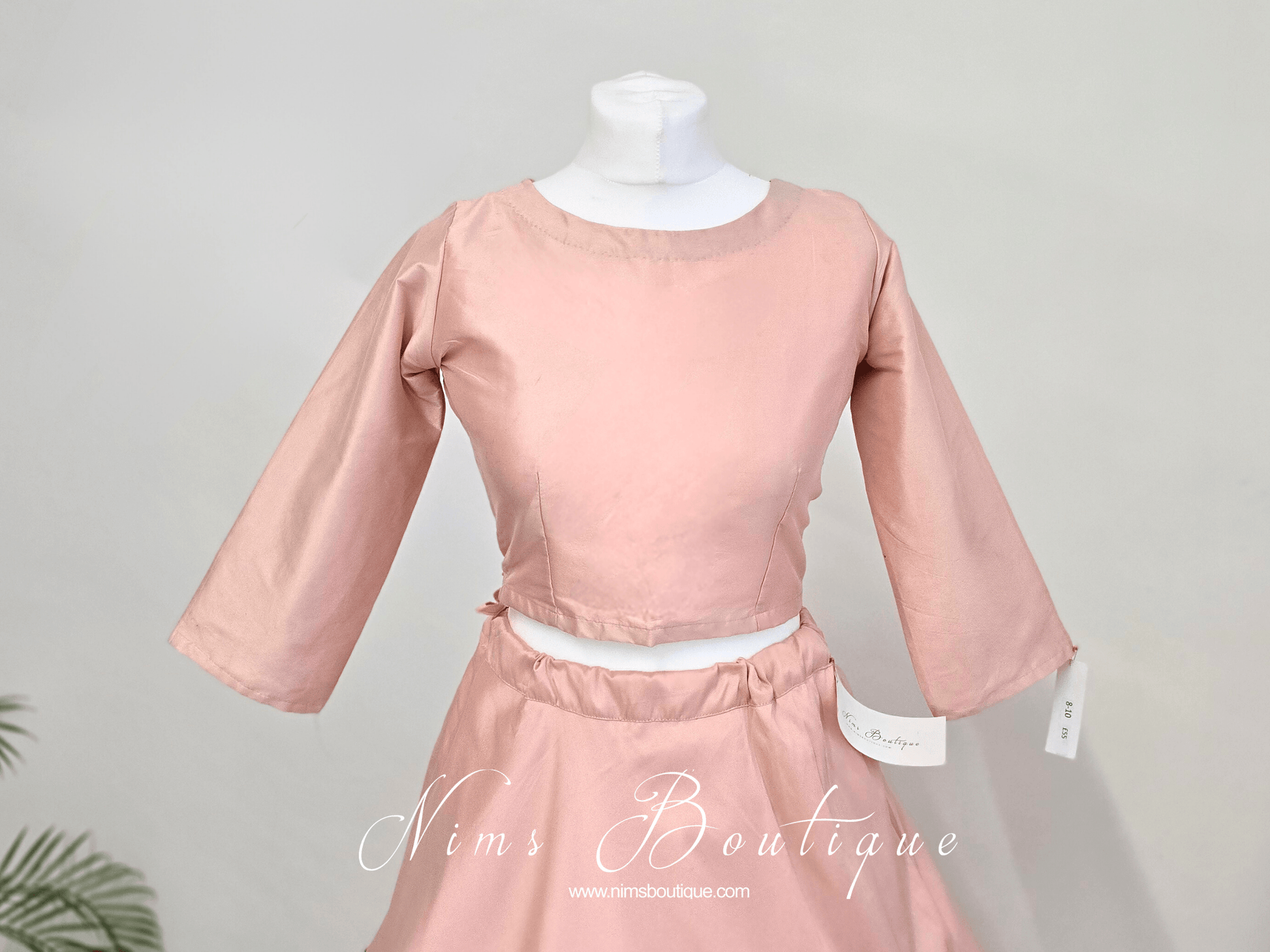 Nims Boutique Peach Pure Silk High Neck Blouse with sleeves size 4-20
