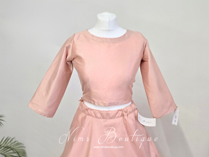 Nims Boutique Peach Pure Silk High Neck Blouse with sleeves size 4-20