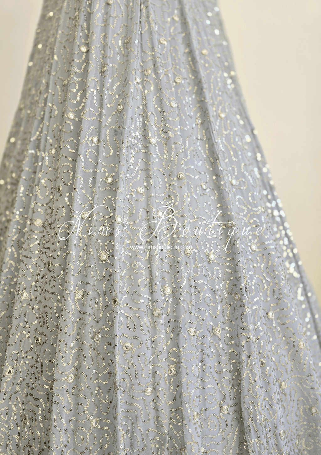 Nims Boutique Arya Grey & Gold Sequin Luxury Skirt sizes 6-16