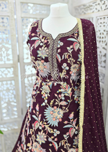 Dark Aubergine Embroidered Sharara Suit (Size 10-12)