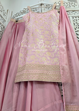 Pink Brocade Sharara Suit (10-12)