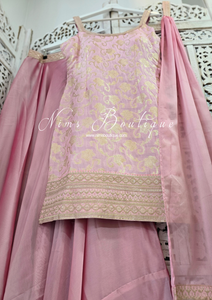 Nims Boutique Pink Brocade Sharara Suit 10-12