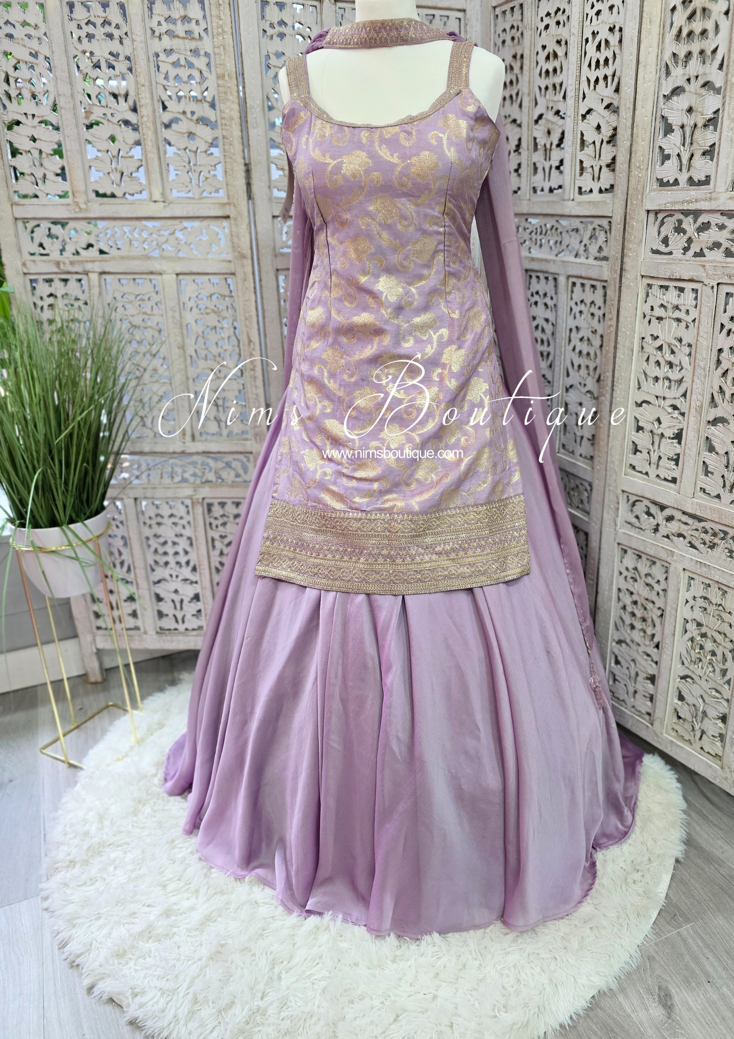 Lilac Brocade Sharara Suit (10-12)