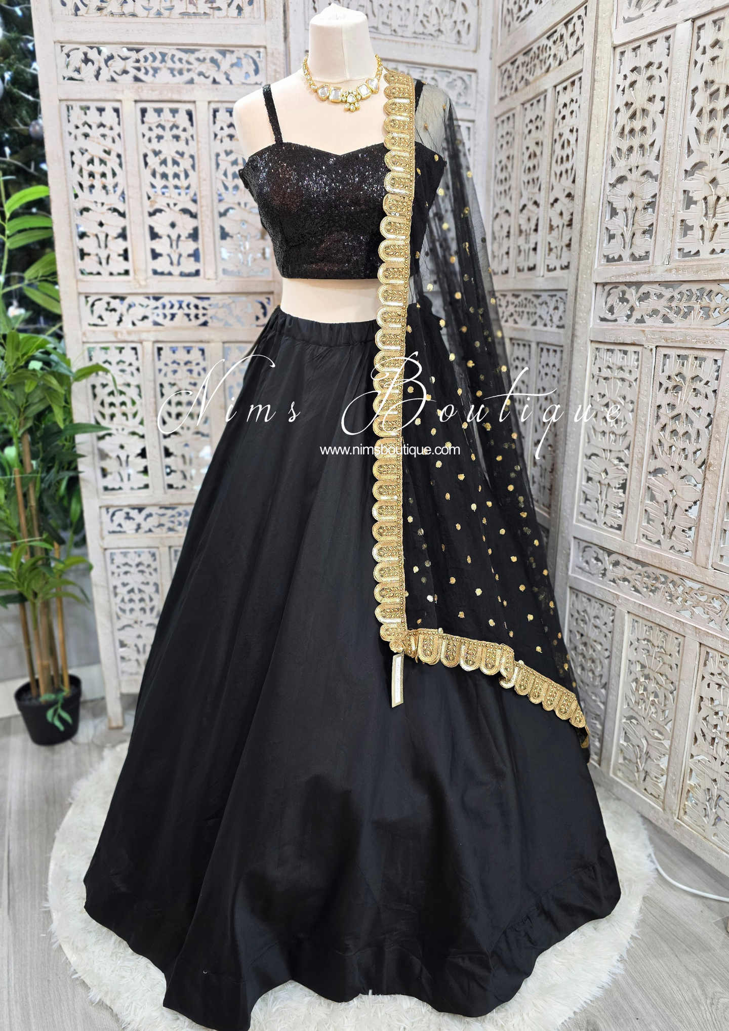 Mira Luxury Black Net Embroidered Dupatta/Chunni