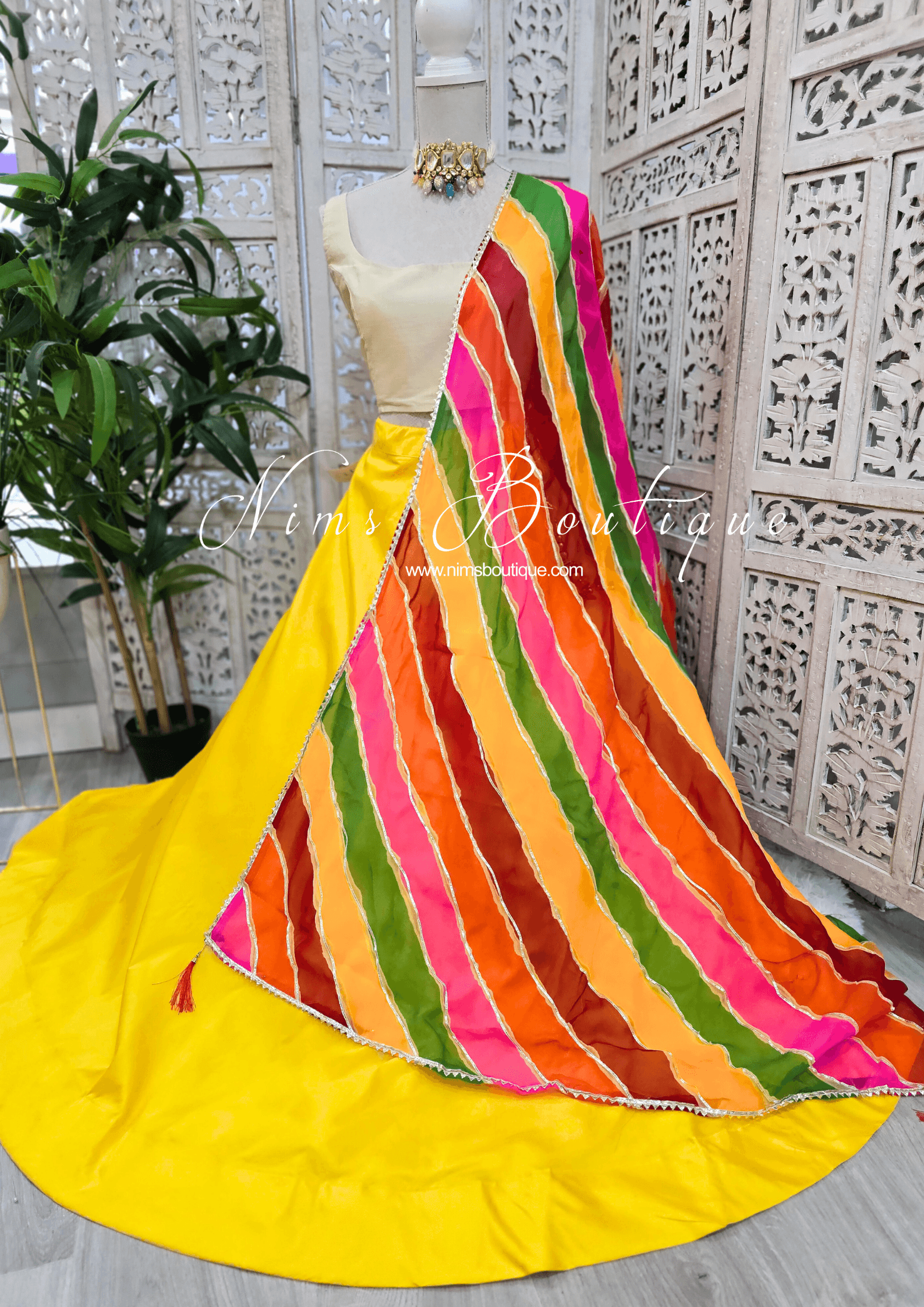 Nims Boutique Multicolour Stripe Georgette Dupatta/Chunni 7
