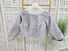 Grey Silk High Neck Blouse with sleeves (4-20)