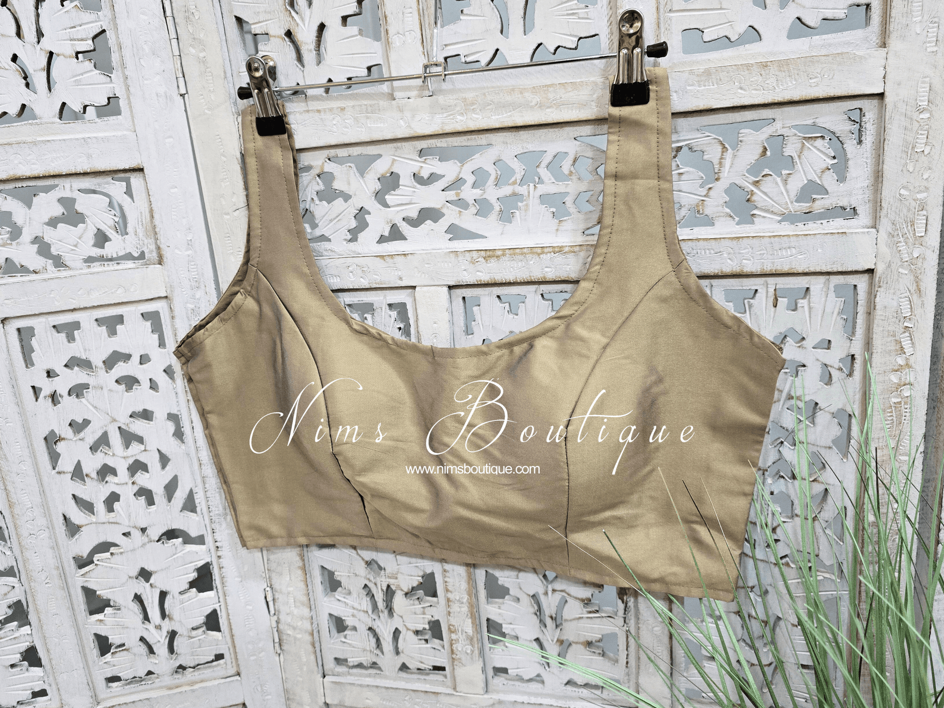 Nims Boutique The NB Light Bronze Tafetta Silk Blouse 10-14