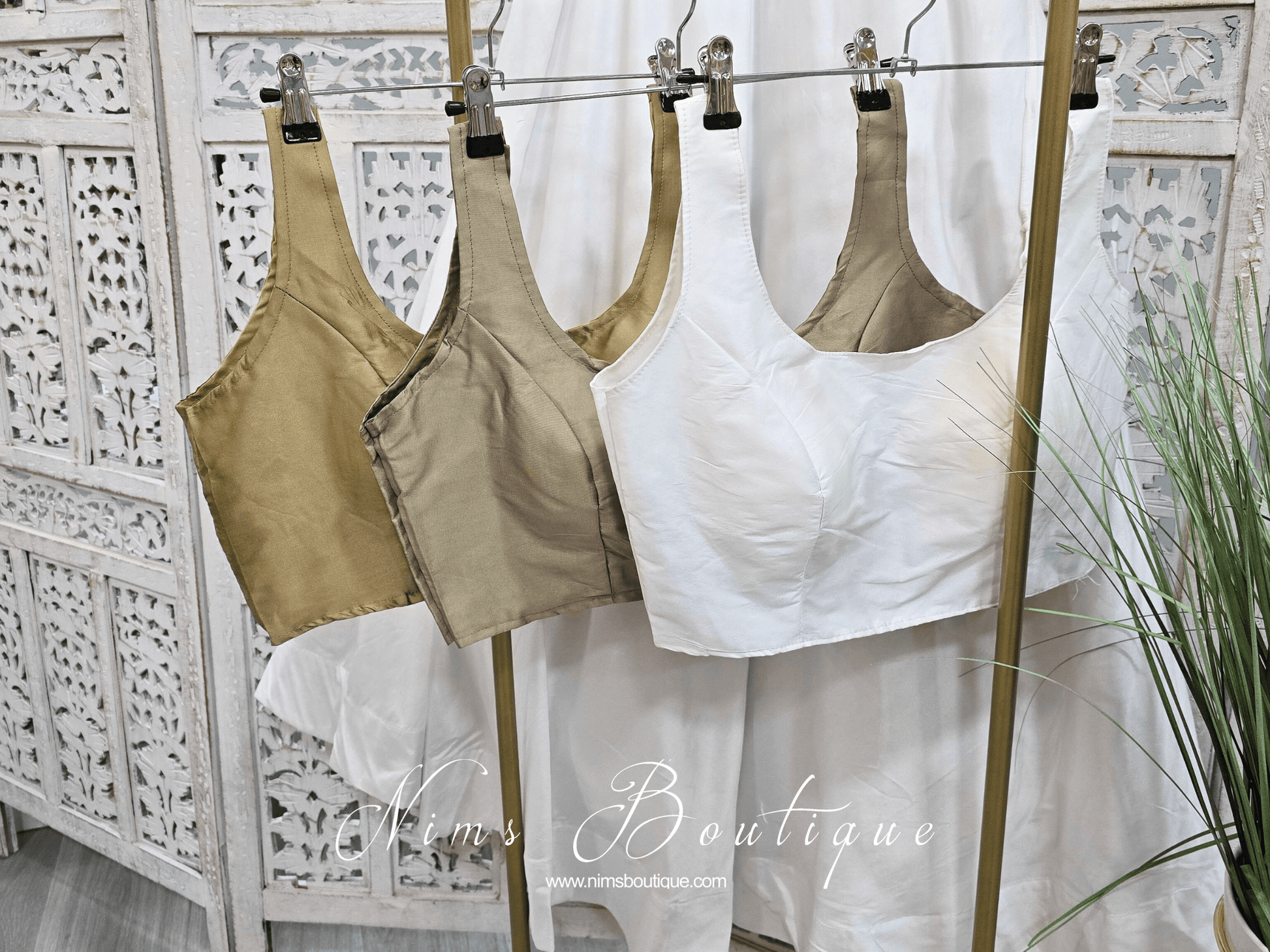 Nims Boutique The NB Light Bronze Tafetta Silk Blouse 10-14