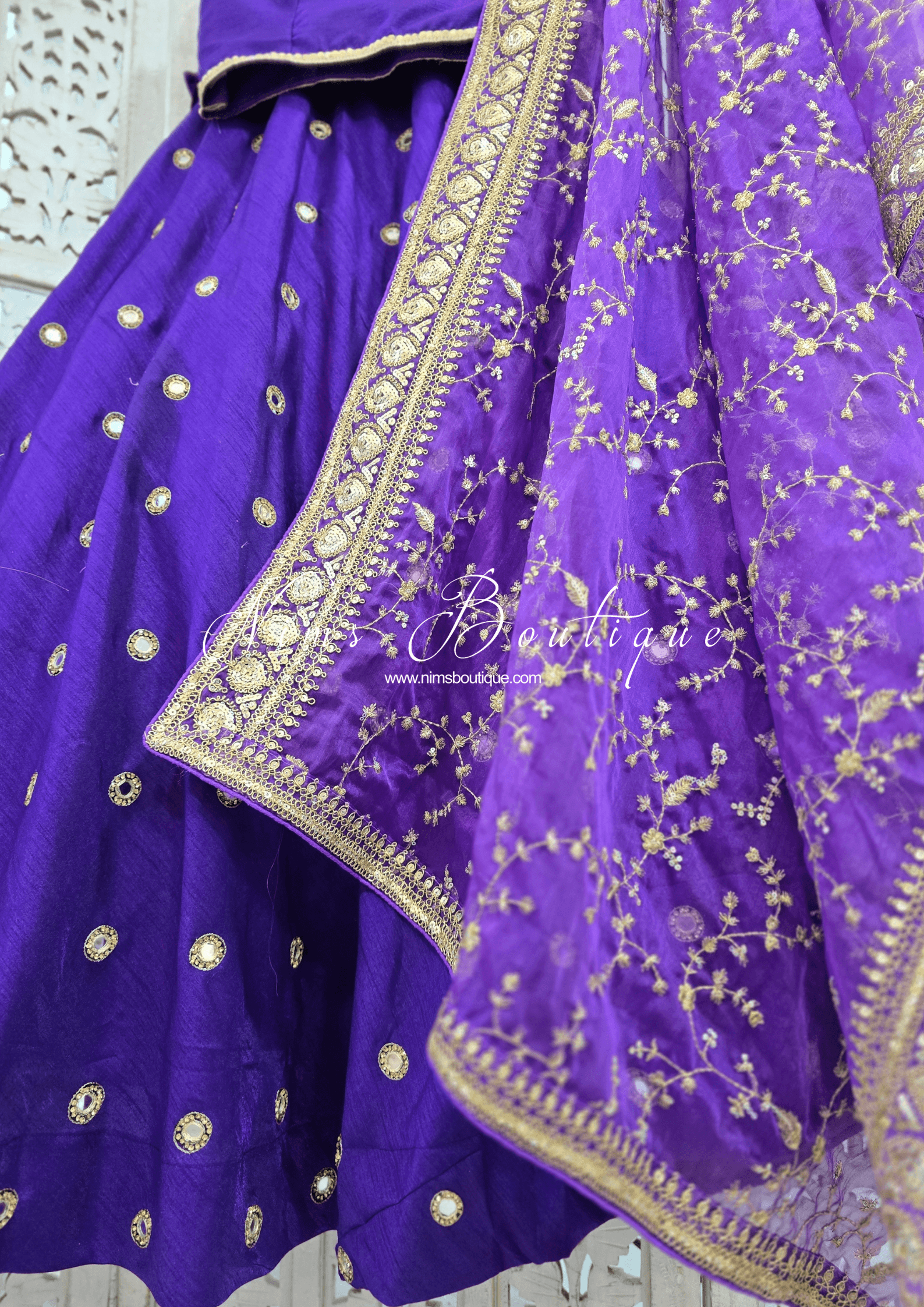 Nims Boutique Mahi Luxury Purple Organza Embroidered Dupatta/Chunni
