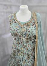 Nims Boutique Dusky Mint Embroidered Sharara Suit Size 10-12