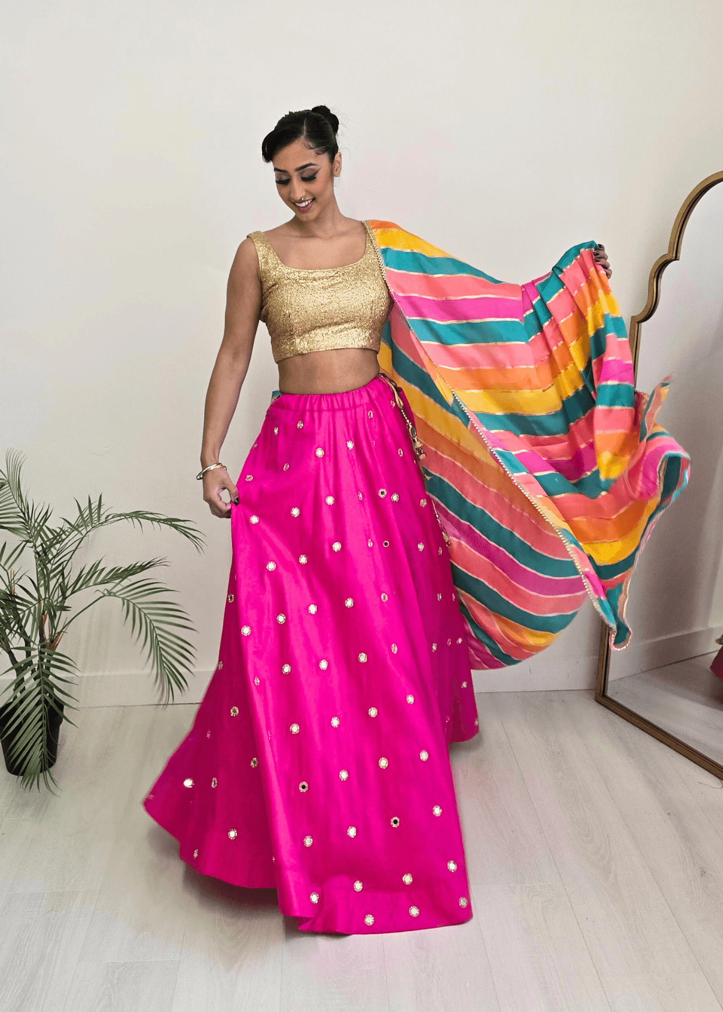 Nims Boutique Multicolour Stripe Georgette Dupatta/Chunni 3