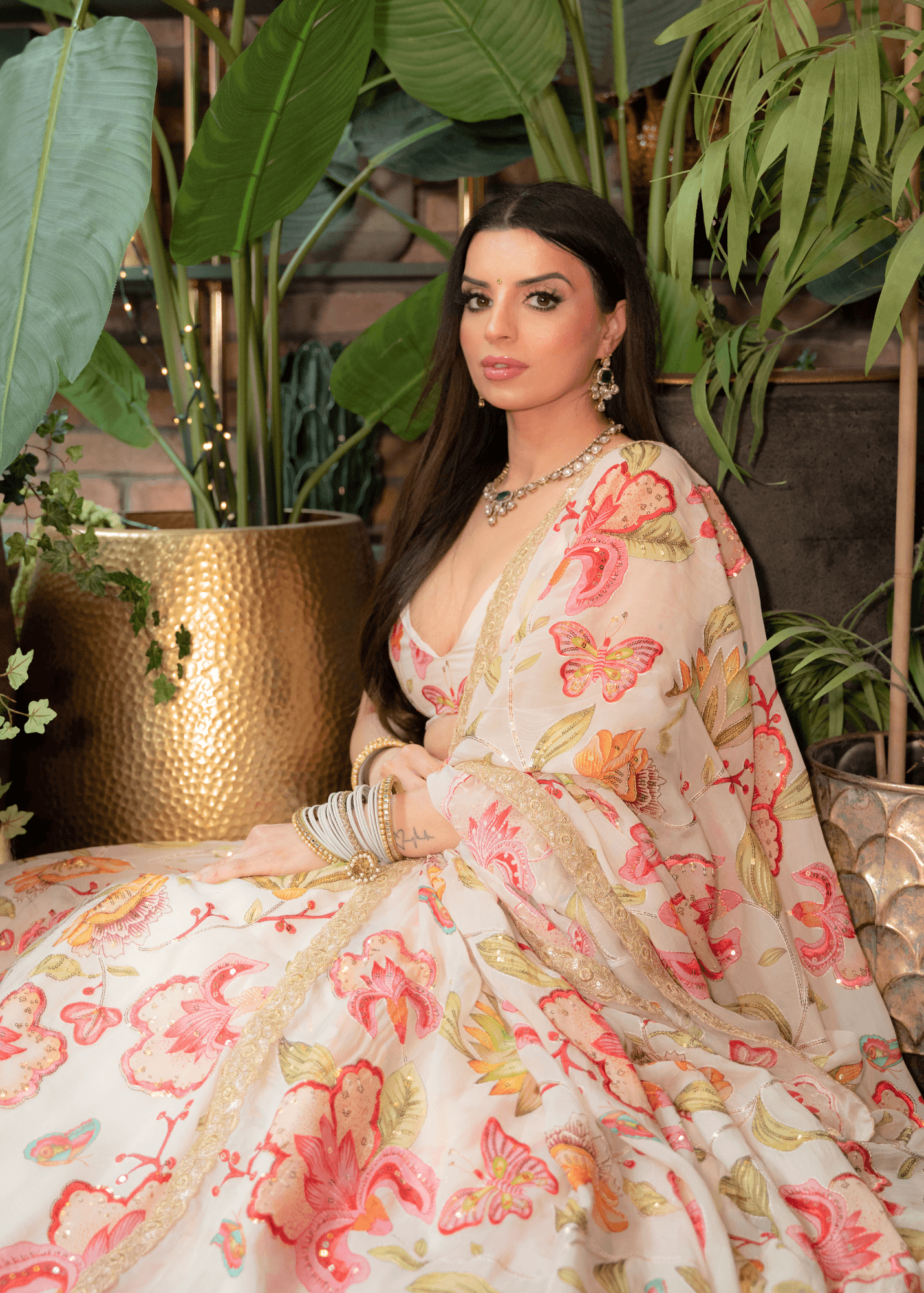 Nims Boutique Evelina Ivory Multicolour Dupatta/Chunni