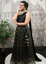 Nims Boutique Arya Black Luxury One Shoulder & Dupatta blouse 6-18