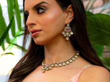 Nims Boutique Kavya Pink Stone Jewellery Set