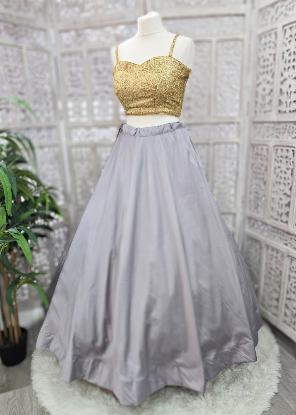 Readymade Grey Silk skirt/lehnga (sizes 4-20)