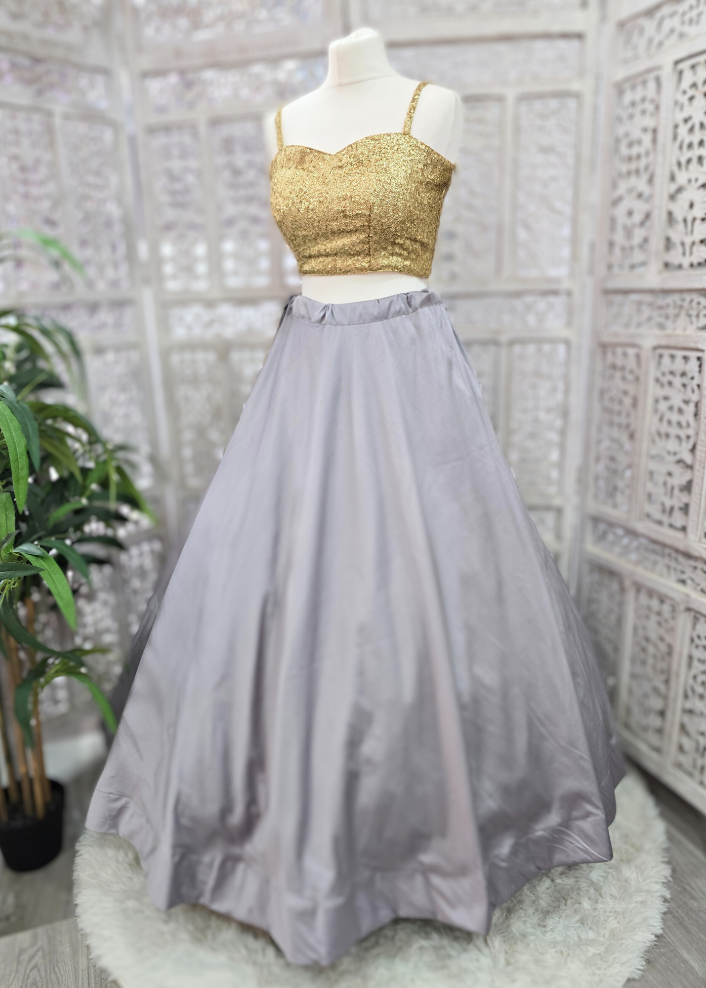 Readymade Grey Silk skirt/lehnga (sizes 4-20)