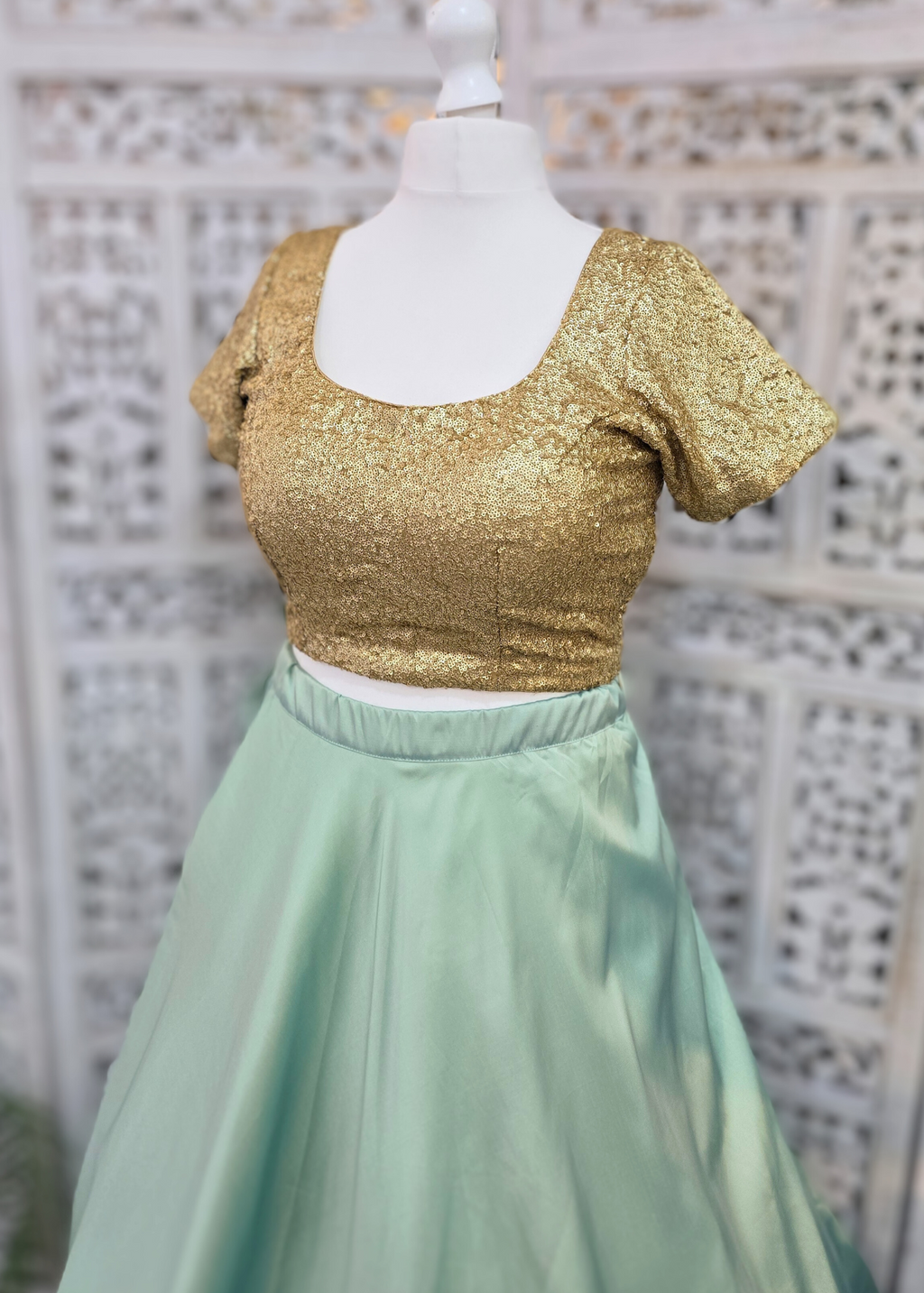 Luxury Rose Gold Sequin Cap Sleeve Blouse with latkans (size 12-22)