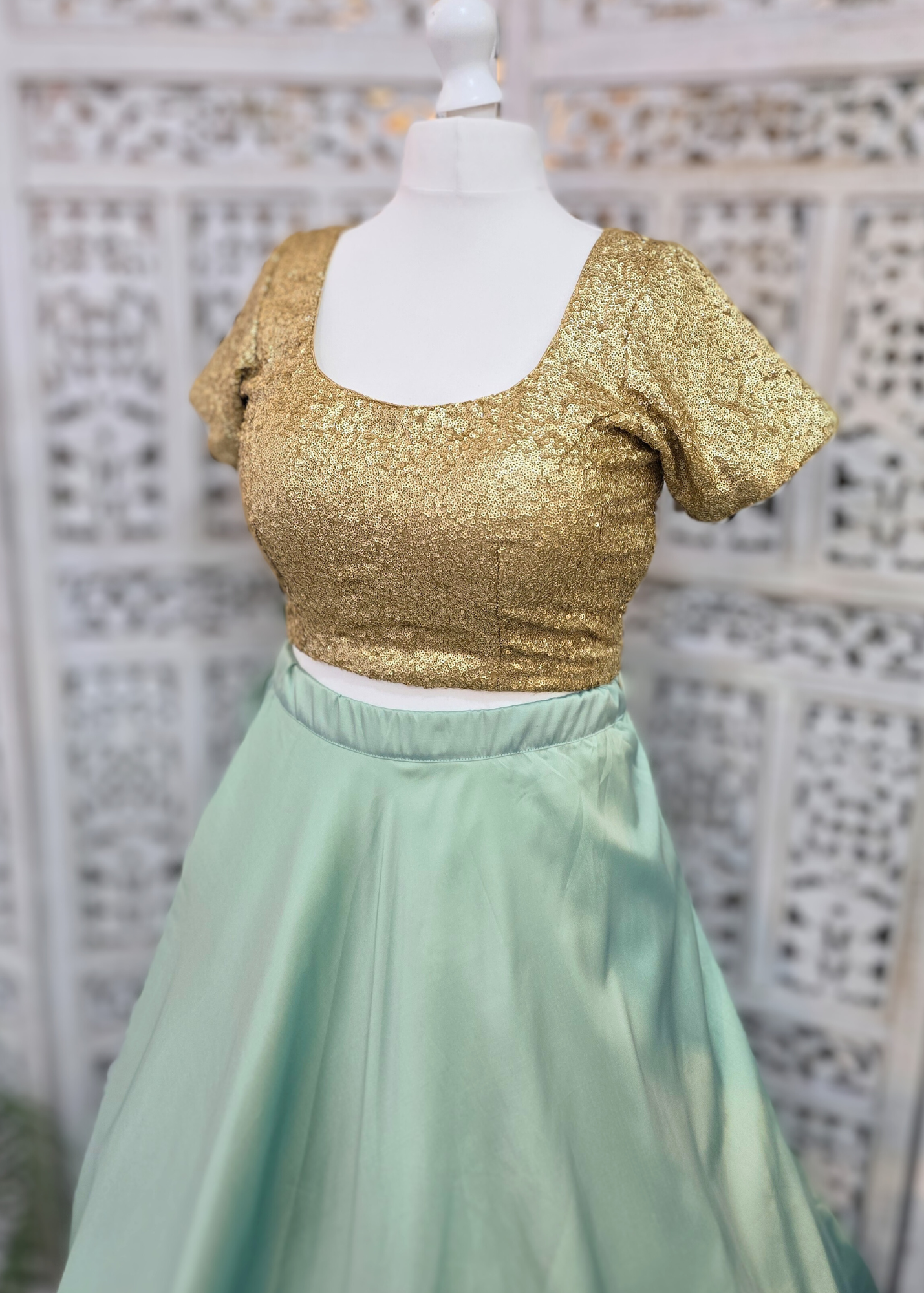 Luxury Rose Gold Sequin Cap Sleeve Blouse with latkans (size 12-22)