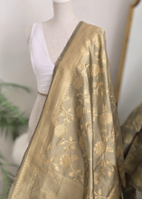 Dusky Sage Floral Silk Banarsi Dupatta/Chunni