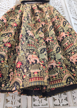 Luxury Elephant & Peacock Black thread embroidered Skirt