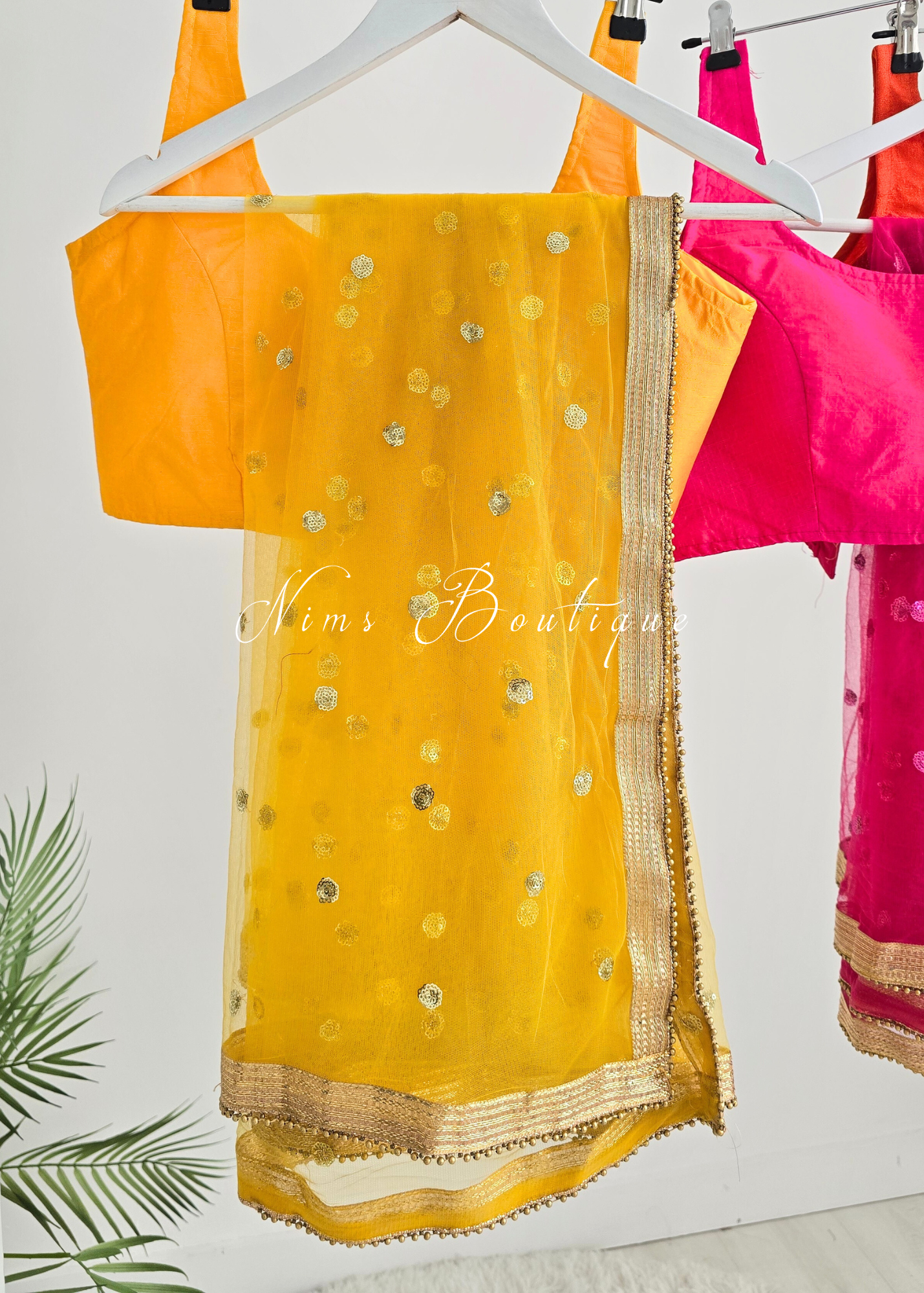 NB Yellow Net Sequin Dupatta/Chunni