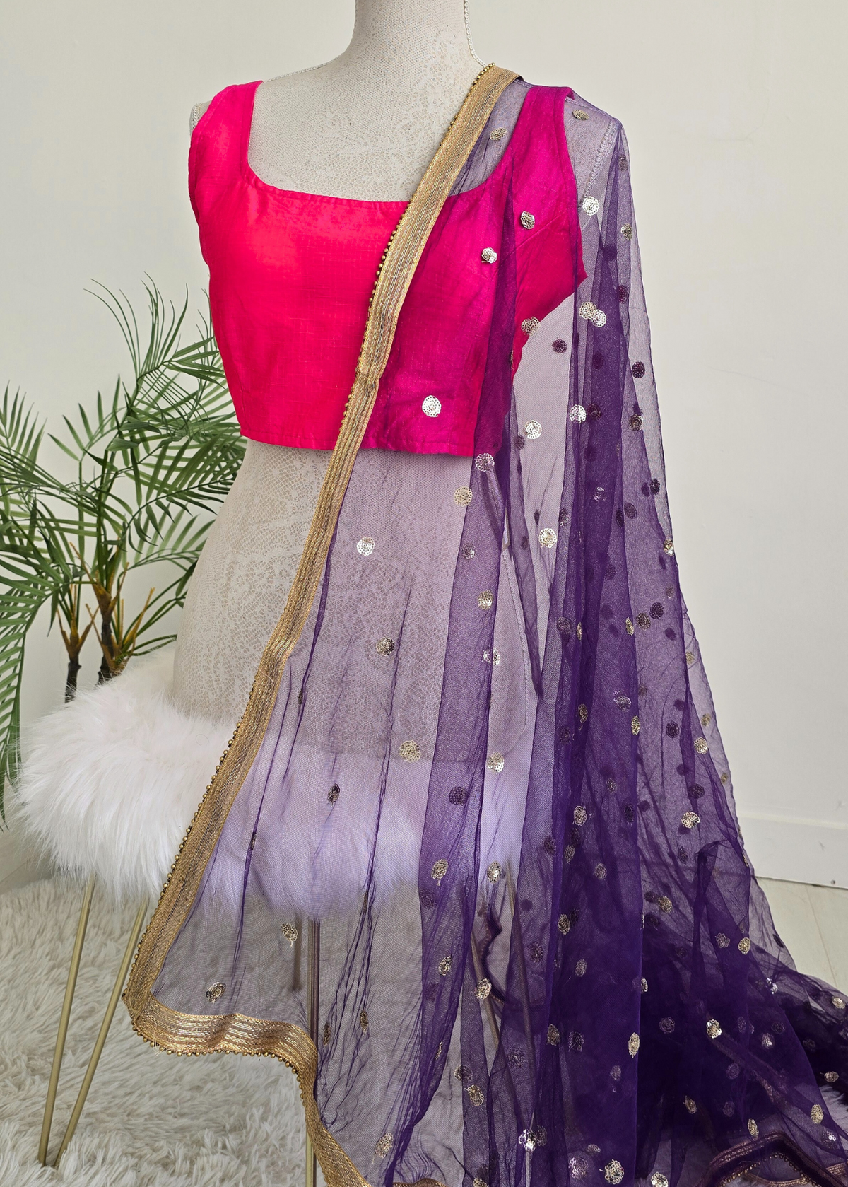 NB Purple Net Sequin Dupatta/Chunni