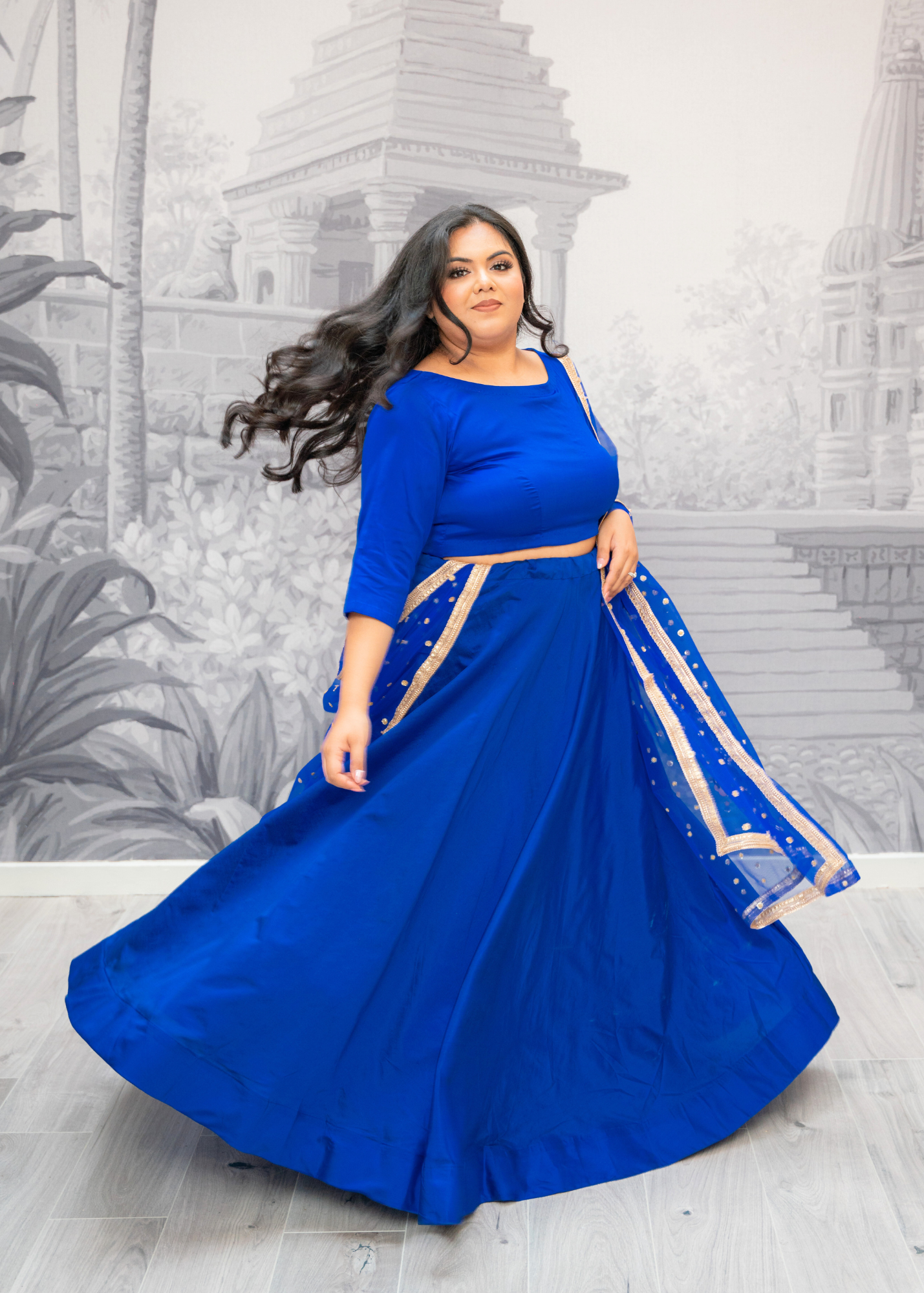 Readymade Royal Blue Silk skirt/lehnga (sizes 4-24)