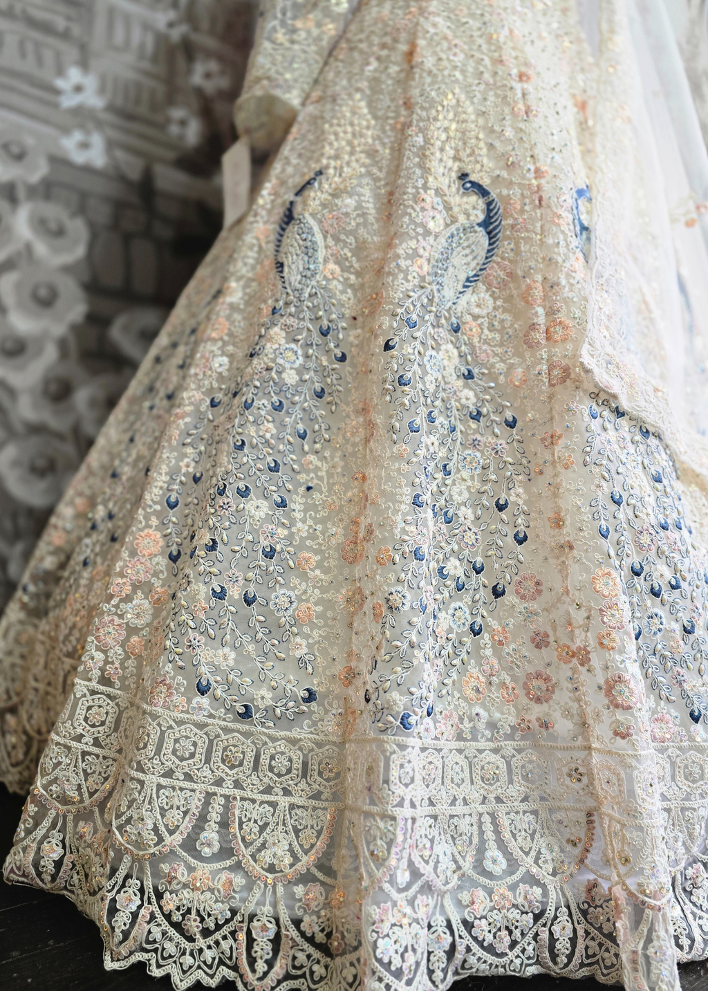 Luxury Ivory Peacock Lehenga (size 12)