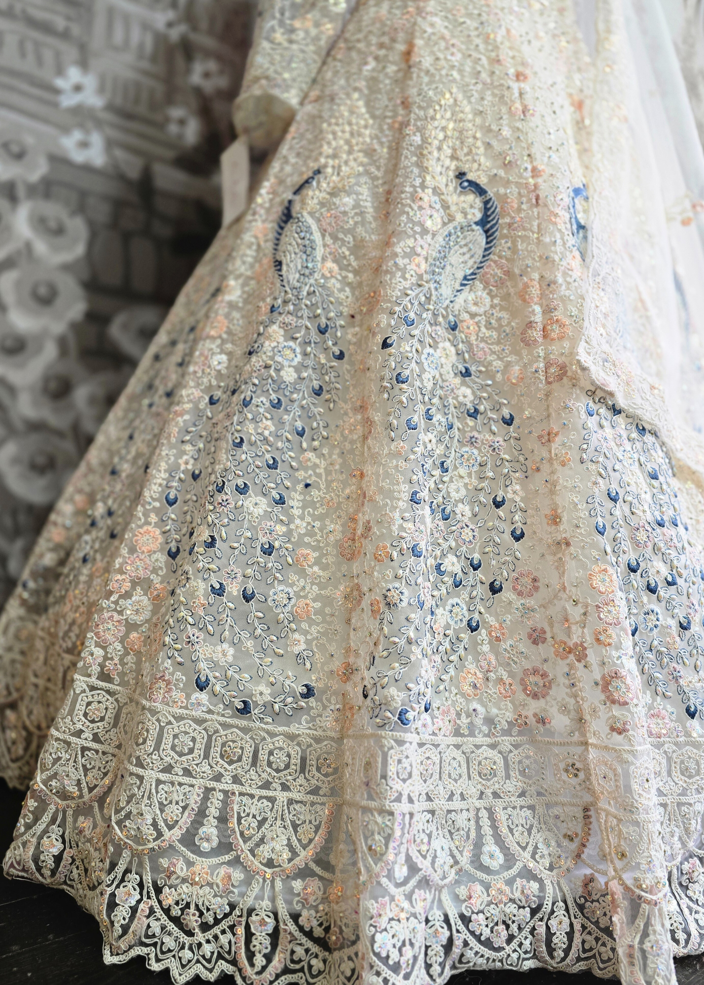 Luxury Ivory Peacock Lehenga (size 12)