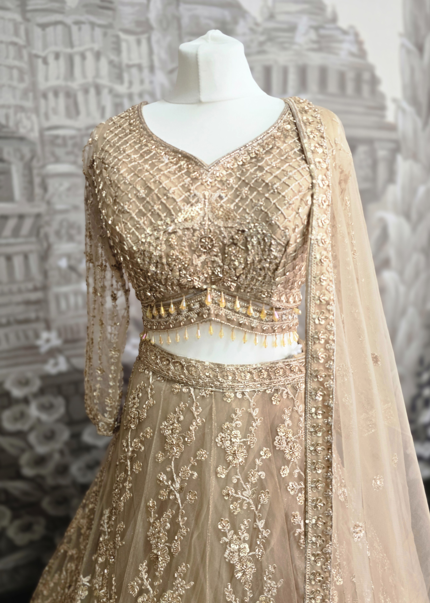 Luxury Champagne Gold Lehenga (size 12)
